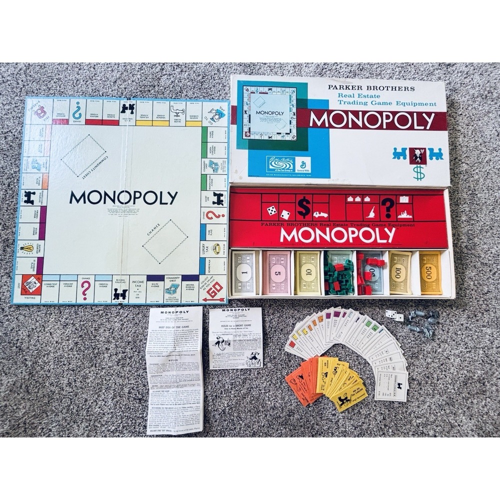 Vintage 1961 Monopoly‎ Board Game Parker Brothers Classic Original COMPLETE Set